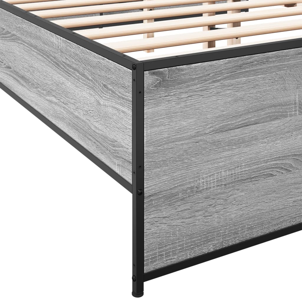 Bed Frame without Mattress Grey Sonoma 150x200 cm King Size