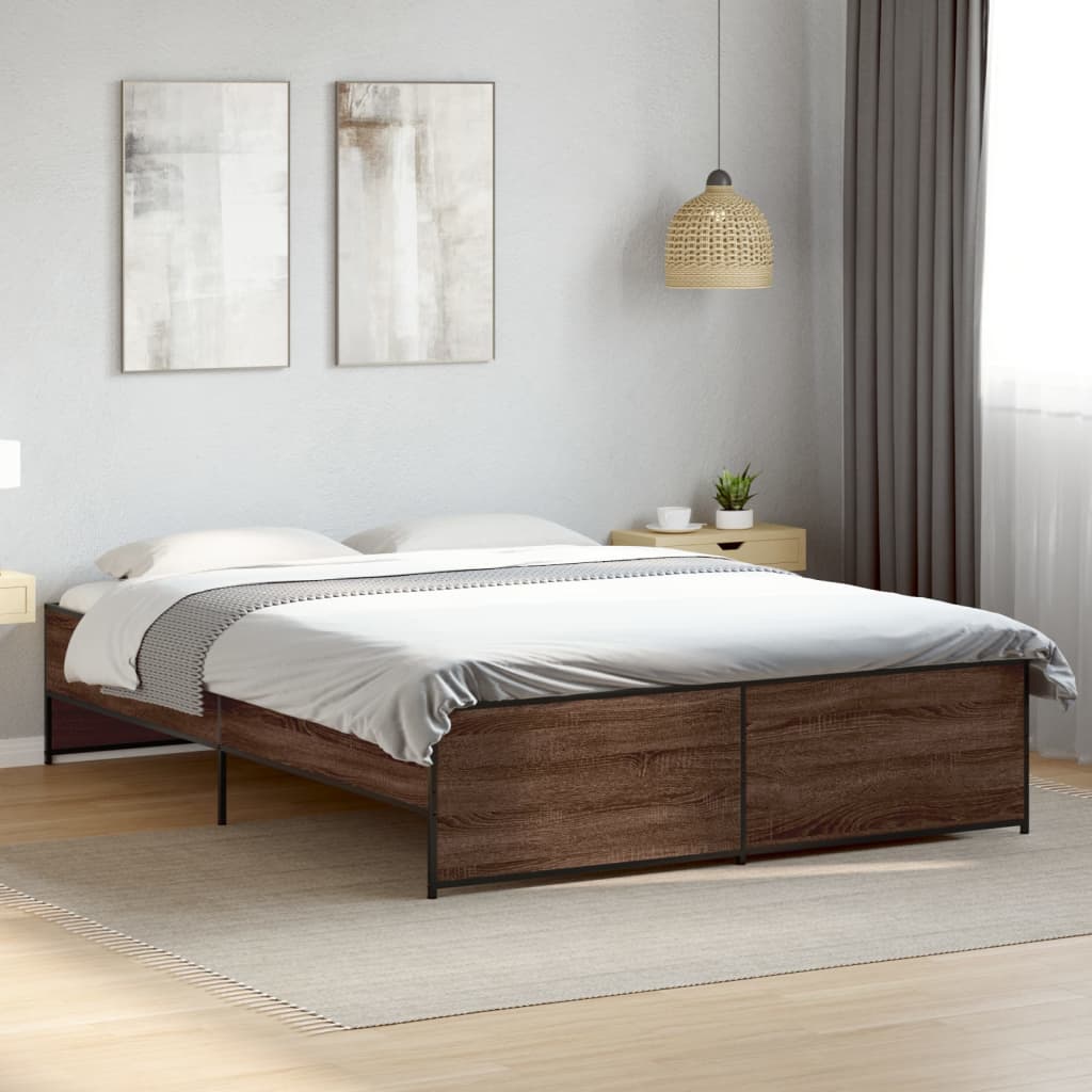 Bed Frame without Mattress Brown Oak 150x200 cm King Size