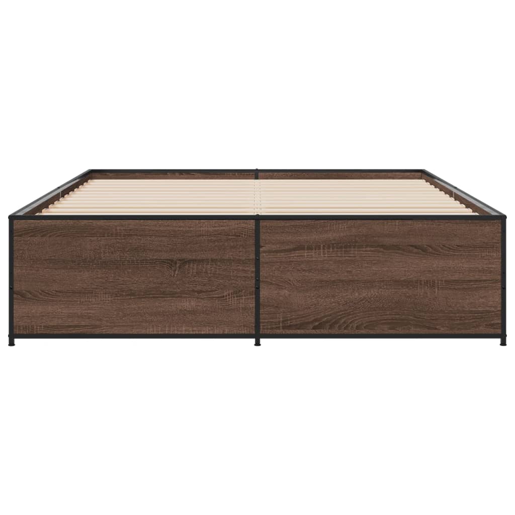 Bed Frame without Mattress Brown Oak 150x200 cm King Size