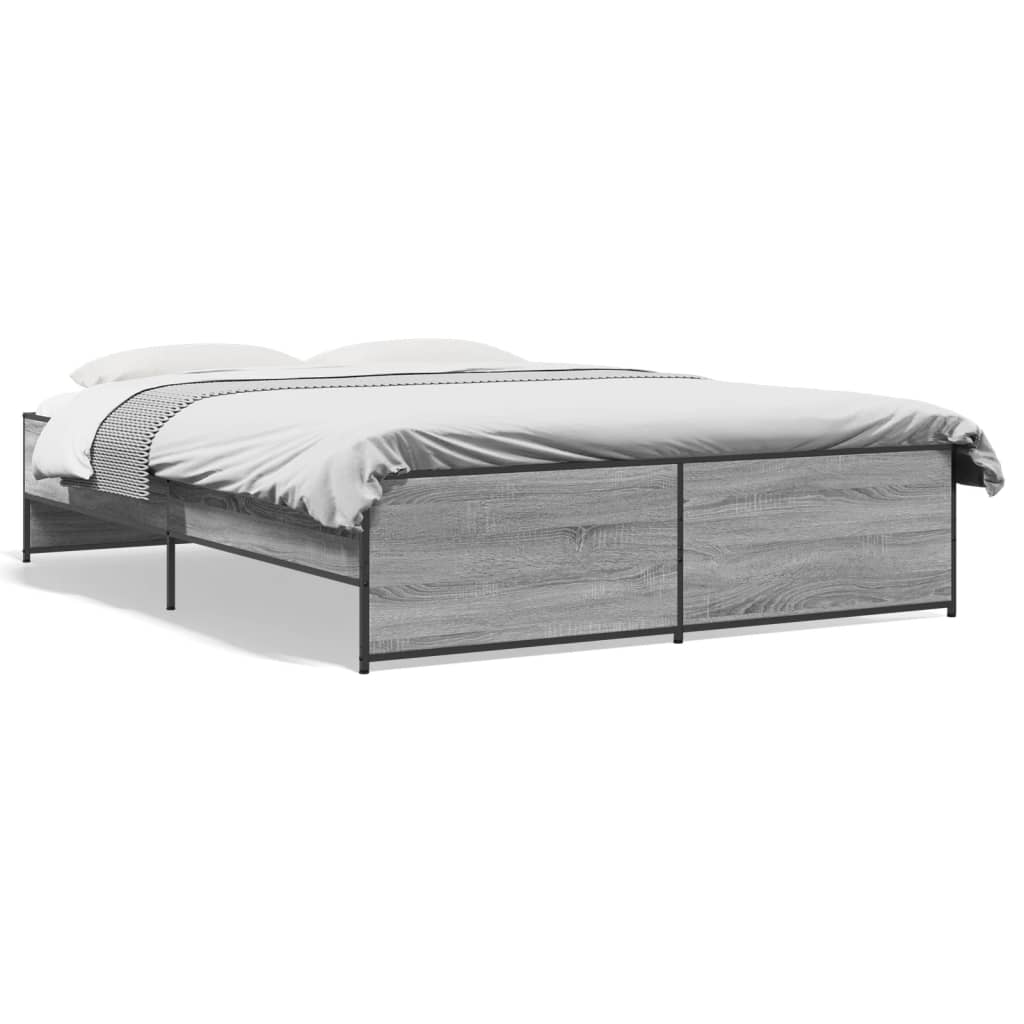 Bed Frame without Mattress Grey Sonoma 140x200 cm