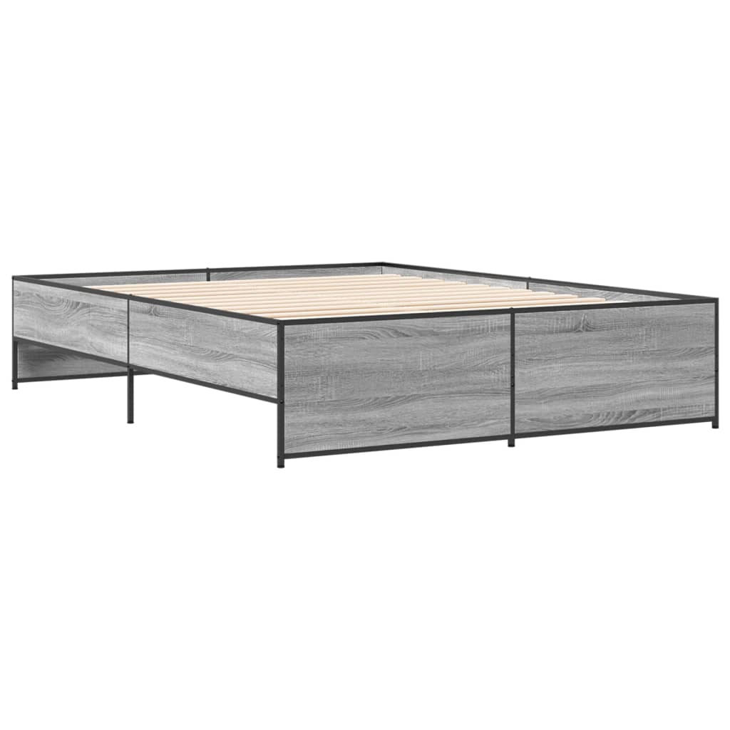 Bed Frame without Mattress Grey Sonoma 140x200 cm