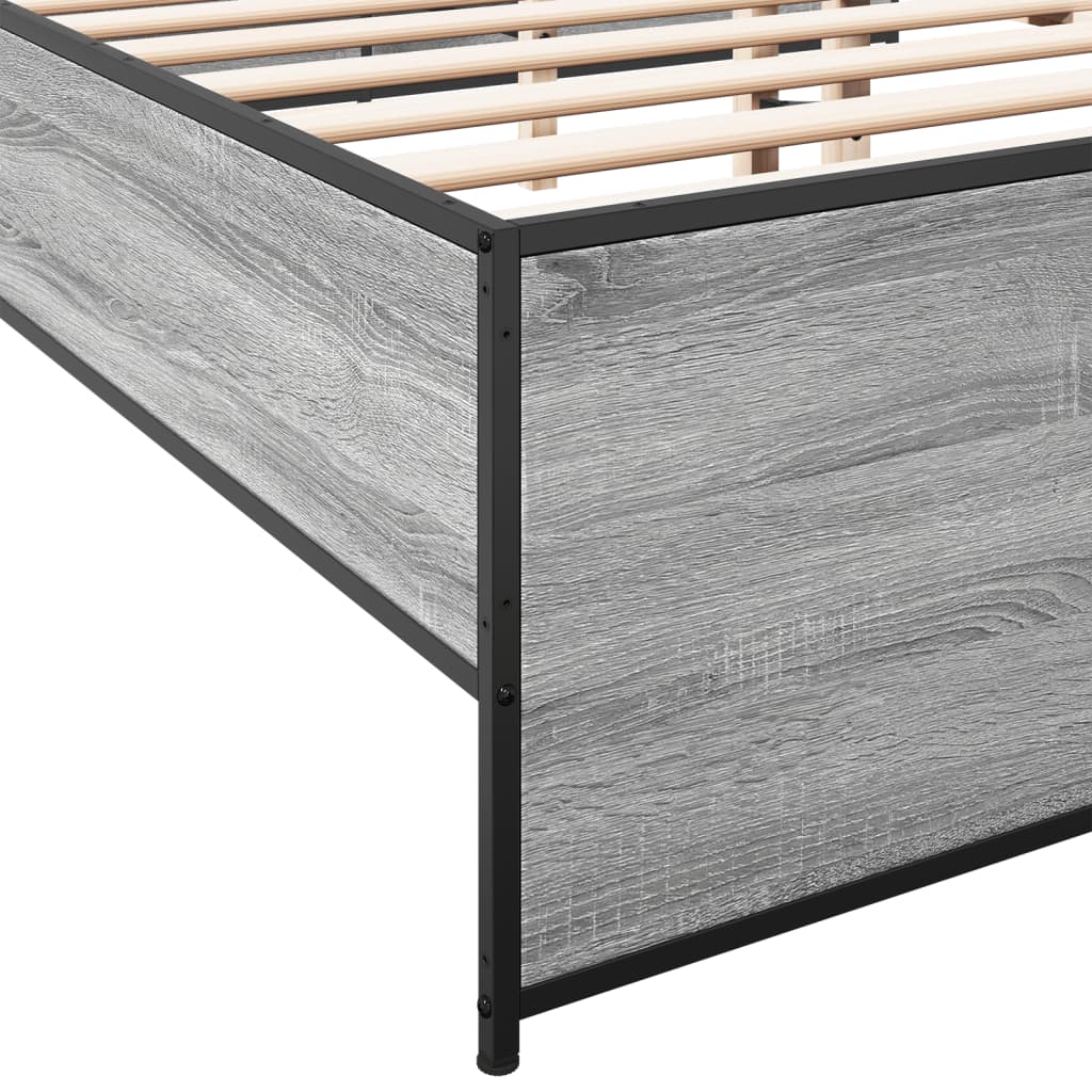 Bed Frame without Mattress Grey Sonoma 140x200 cm