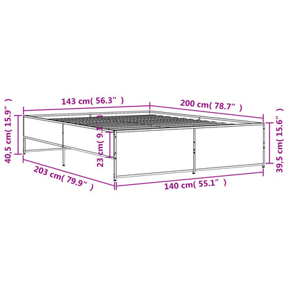 Bed Frame without Mattress Grey Sonoma 140x200 cm