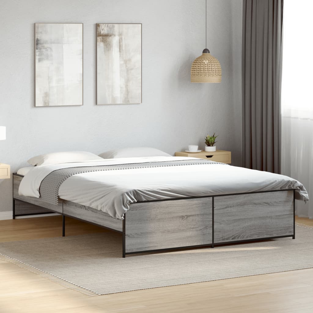 Bed Frame without Mattress Grey Sonoma 140x200 cm