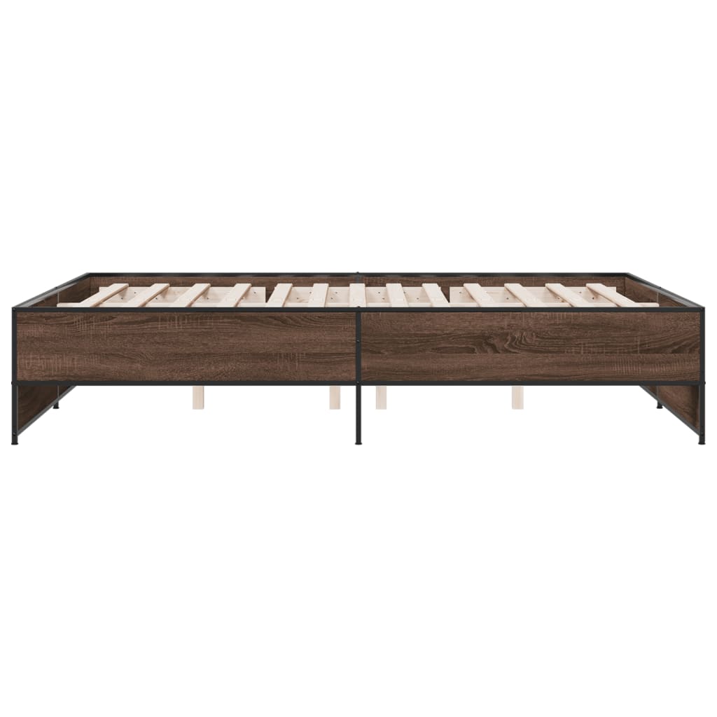 Bed Frame without Mattress Brown Oak 140x200 cm