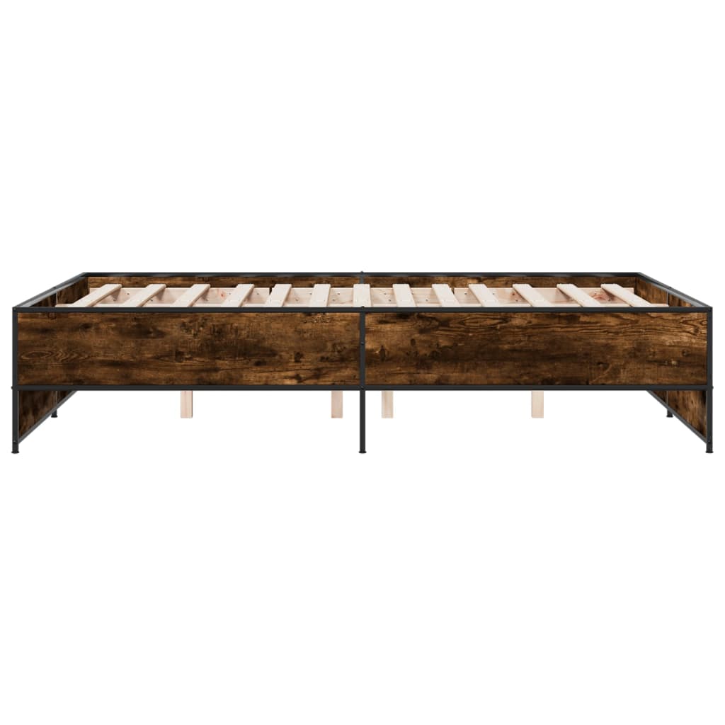 Bed Frame Smoked Oak 120x200 cm Engineered Wood and Metal