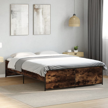 Bed Frame without Mattress Smoked Oak 140x190 cm