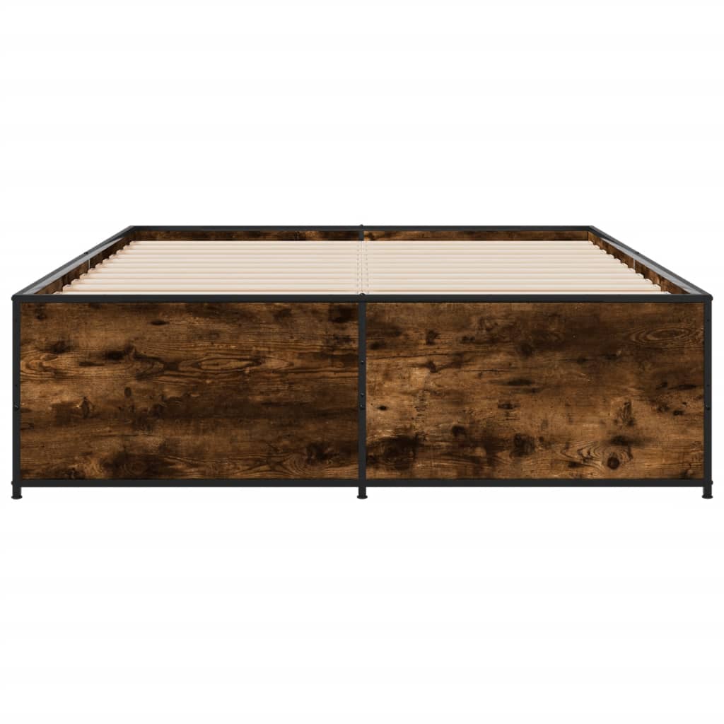 Bed Frame without Mattress Smoked Oak 140x190 cm