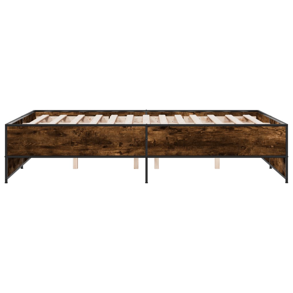 Bed Frame without Mattress Smoked Oak 140x190 cm