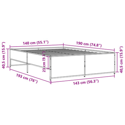 Bed Frame without Mattress Smoked Oak 140x190 cm