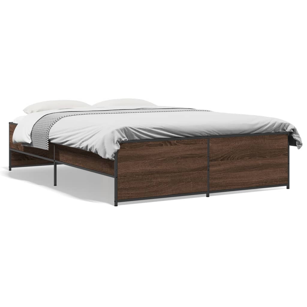 Bed Frame without Mattress Brown Oak 140x190 cm