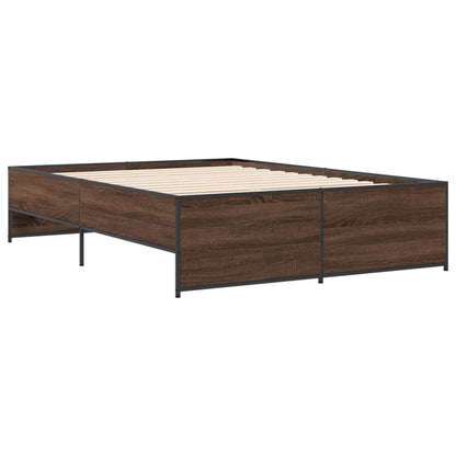 Bed Frame without Mattress Brown Oak 140x190 cm