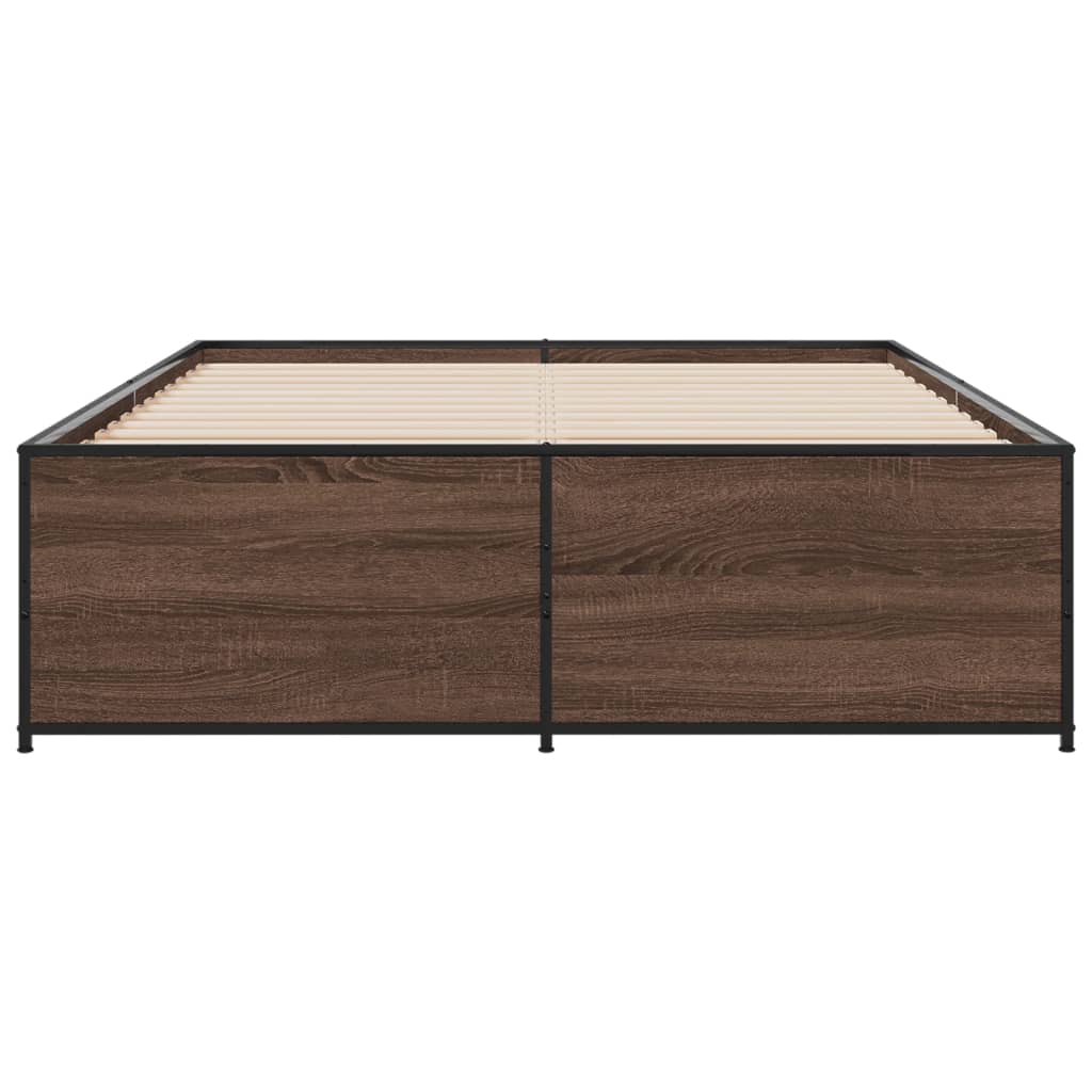 Bed Frame without Mattress Brown Oak 140x190 cm