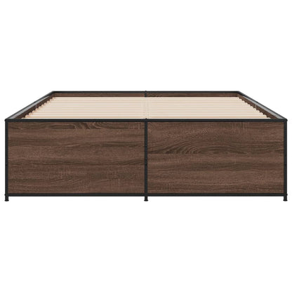 Bed Frame without Mattress Brown Oak 140x190 cm