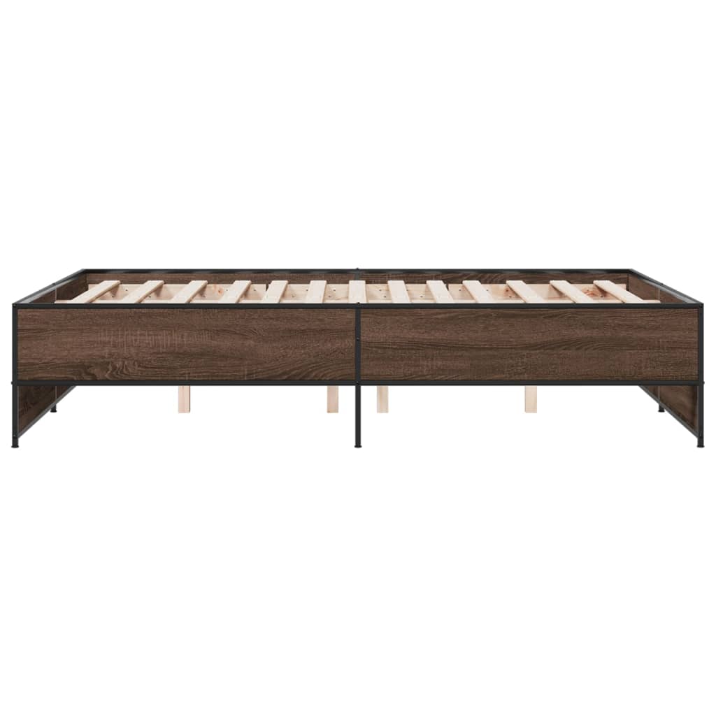 Bed Frame without Mattress Brown Oak 140x190 cm