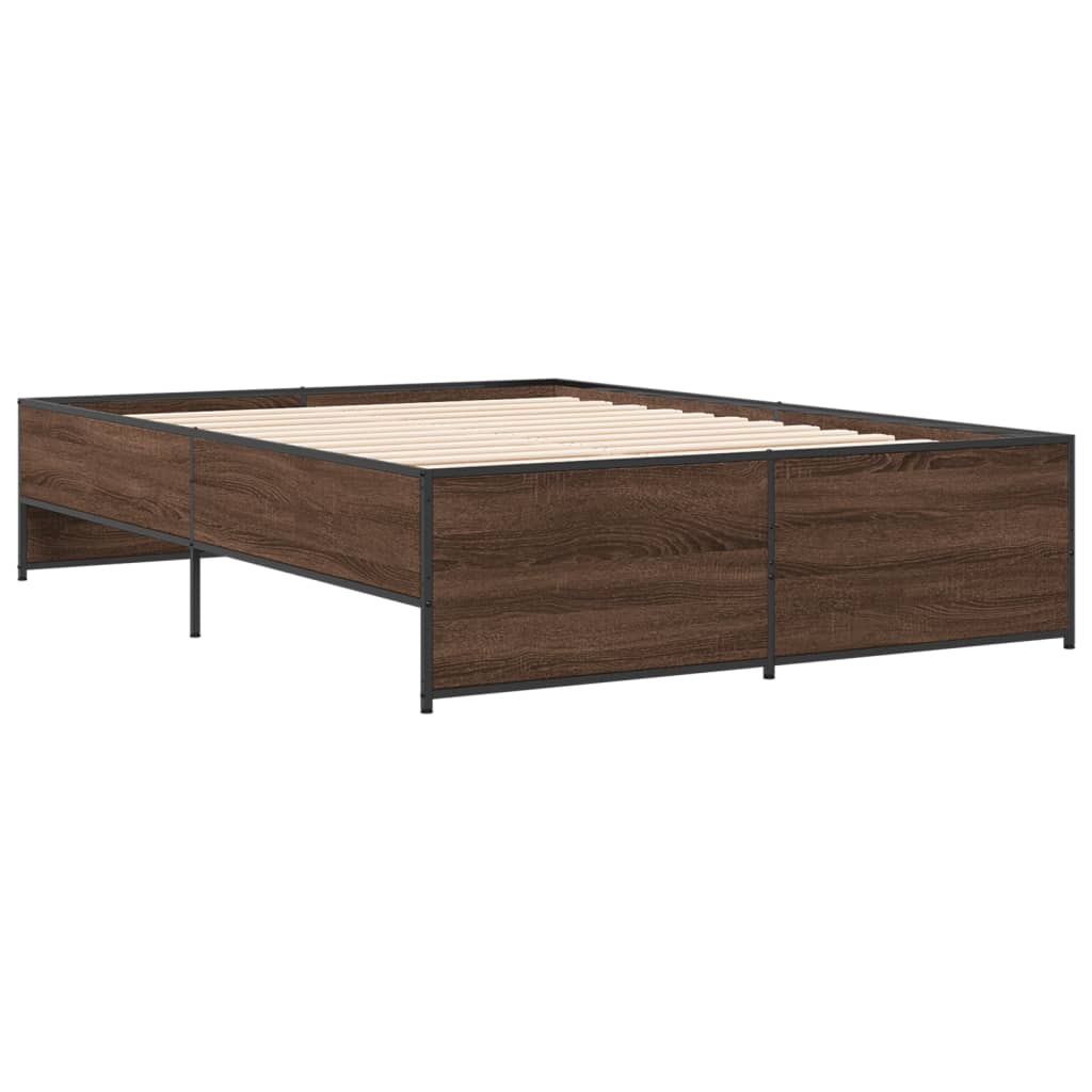 Bed Frame without Mattress Brown Oak 140x190 cm