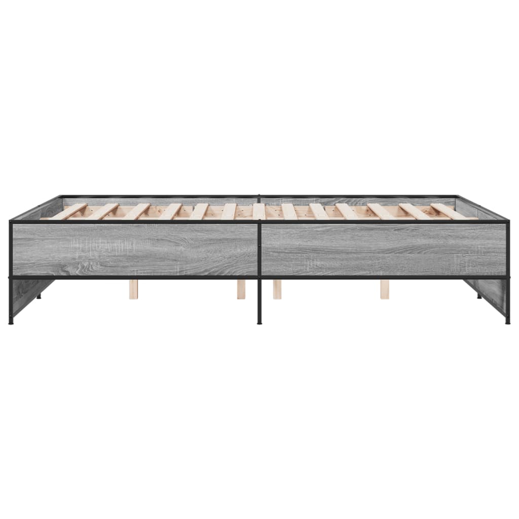 Bed Frame without Mattress Grey Sonoma 135x190 cm Double