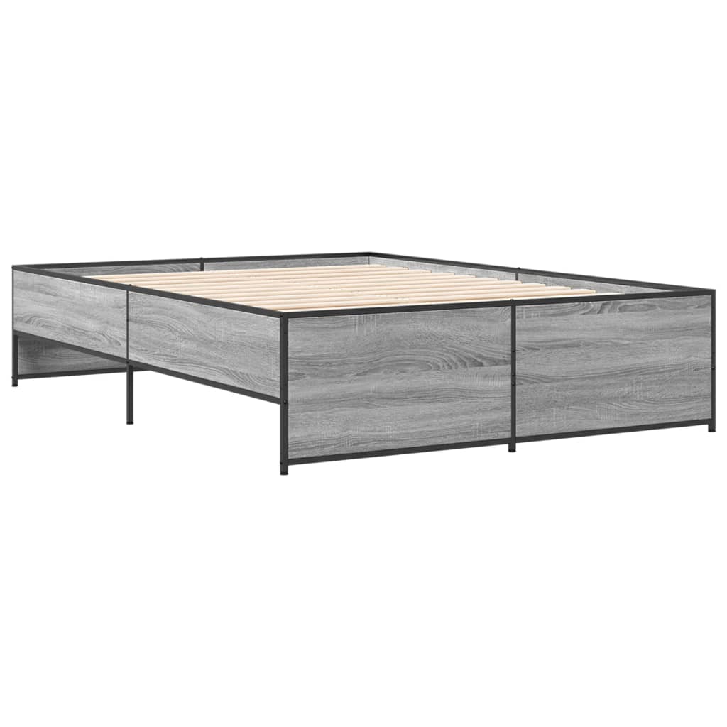 Bed Frame without Mattress Grey Sonoma 135x190 cm Double