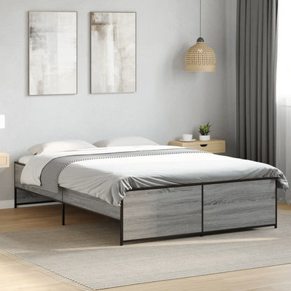 Bed Frame without Mattress Grey Sonoma 135x190 cm Double