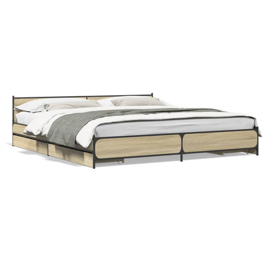 Bed Frame with Drawers without Mattress Sonoma Oak 200x200 cm