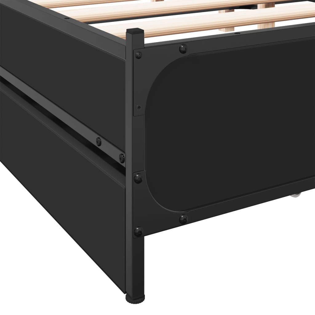 Bed Frame with Drawers Black 150x200 cm King Size Engineered Wood