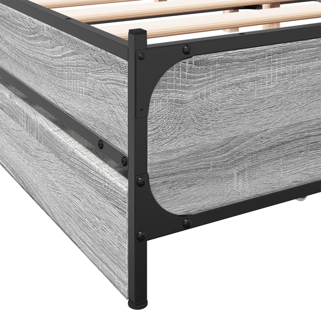 Bed Frame with Drawers Grey Sonoma 150x200 cm King Size Engineered Wood