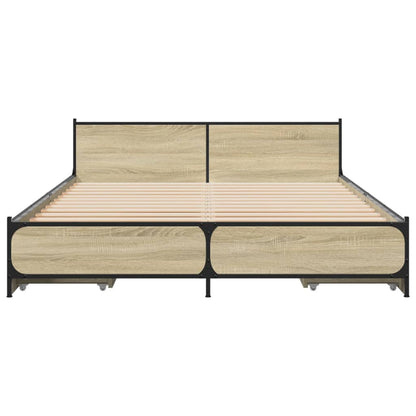 Bed Frame with Drawers without Mattress Sonoma Oak 140x200 cm