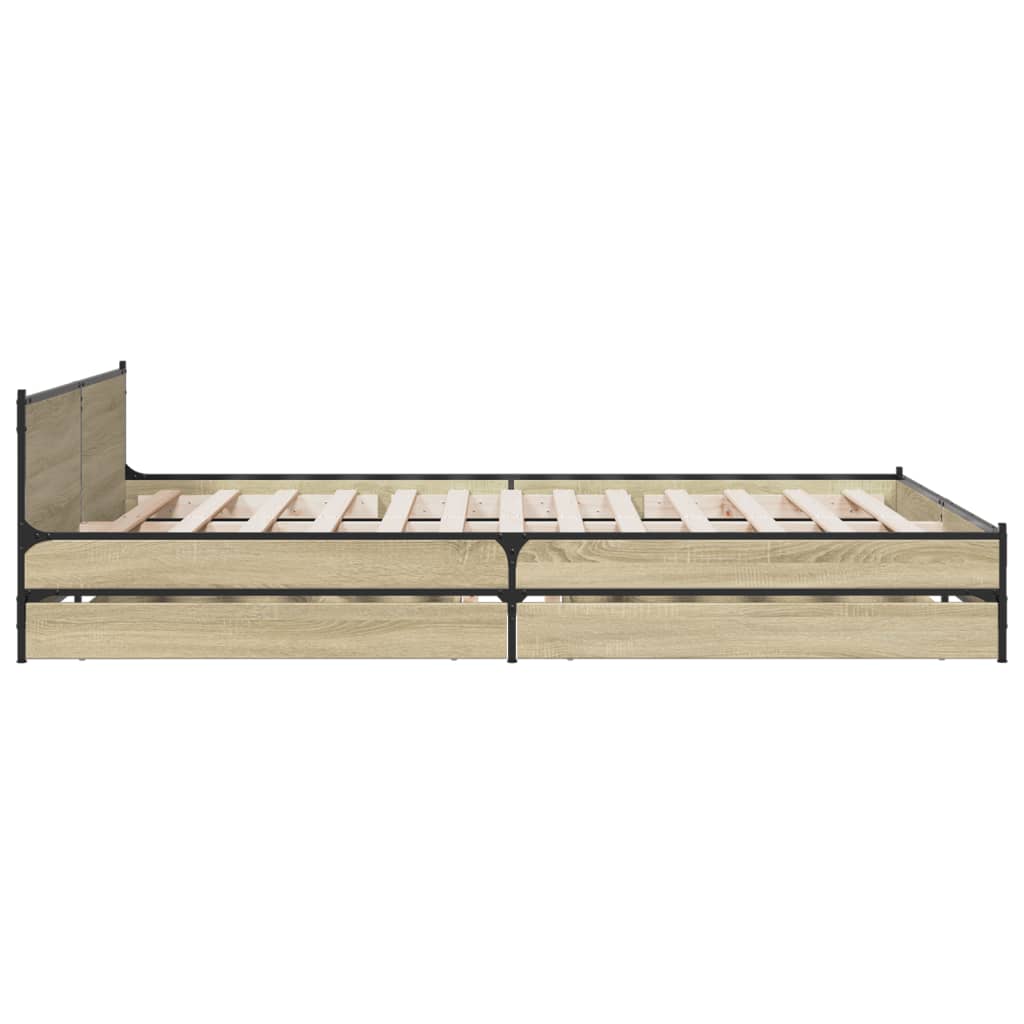 Bed Frame with Drawers without Mattress Sonoma Oak 140x200 cm