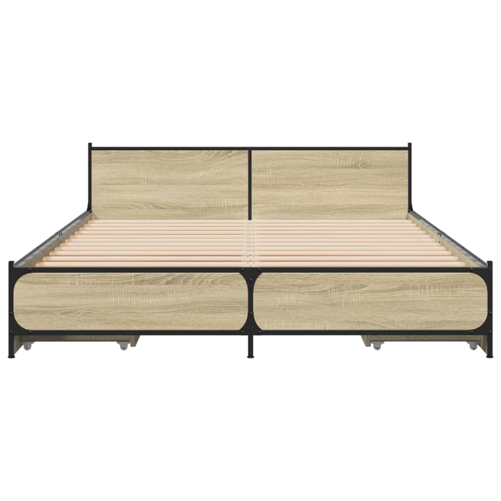 Bed Frame with Drawers without Mattress Sonoma Oak 120x200 cm