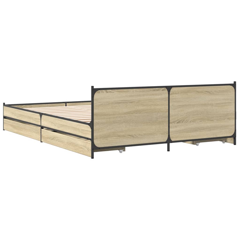 Bed Frame with Drawers without Mattress Sonoma Oak 120x200 cm