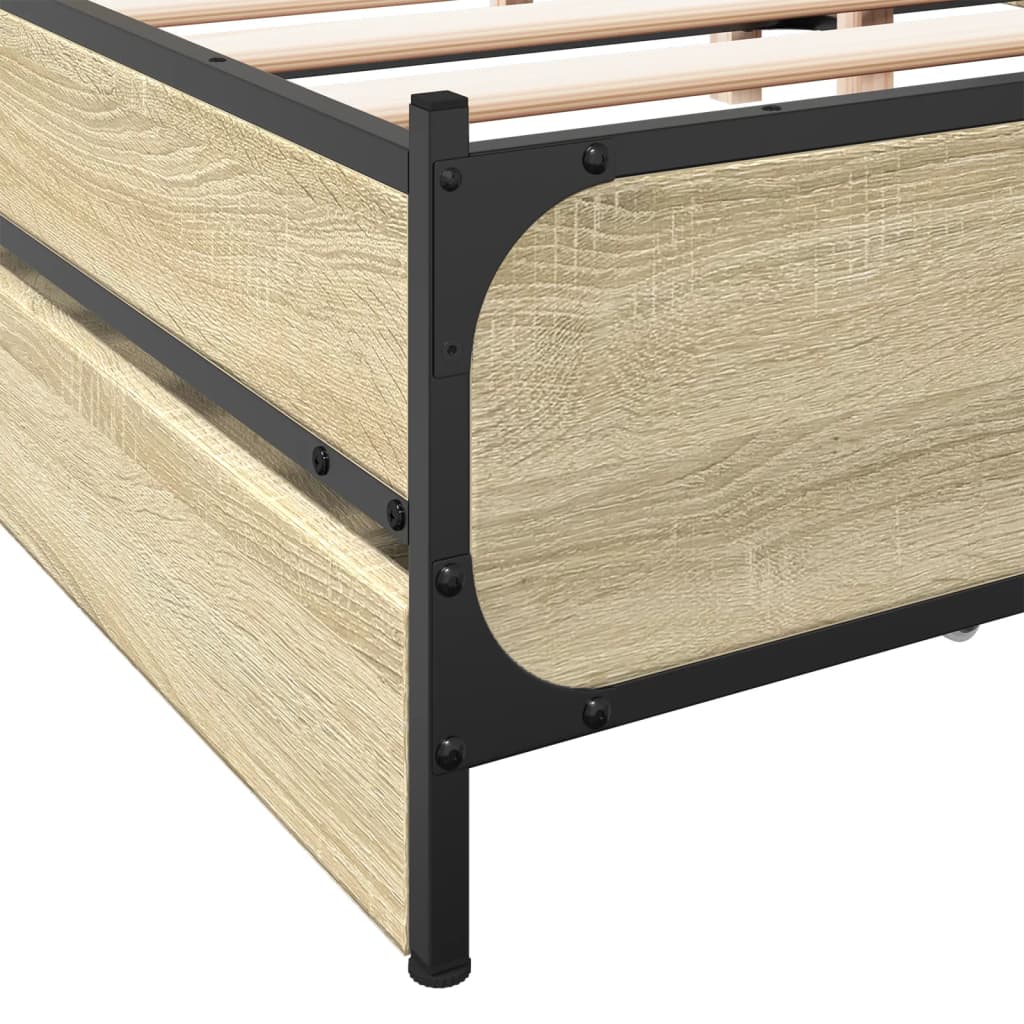 Bed Frame with Drawers without Mattress Sonoma Oak 120x200 cm