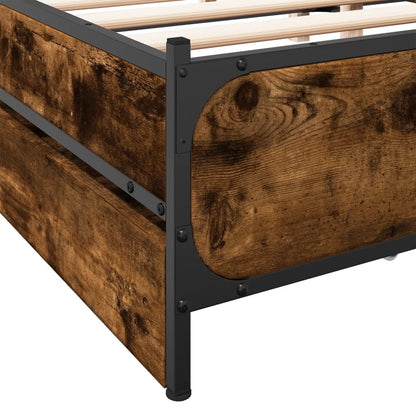 Bed Frame with Drawers without Mattress Smoked Oak 140x190 cm