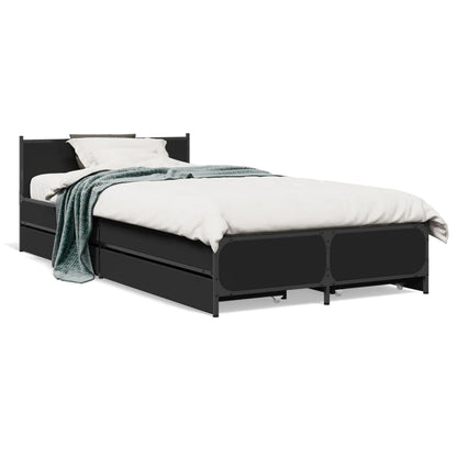 Bed Frame with Drawers without Mattress Black 90x190 cm Single