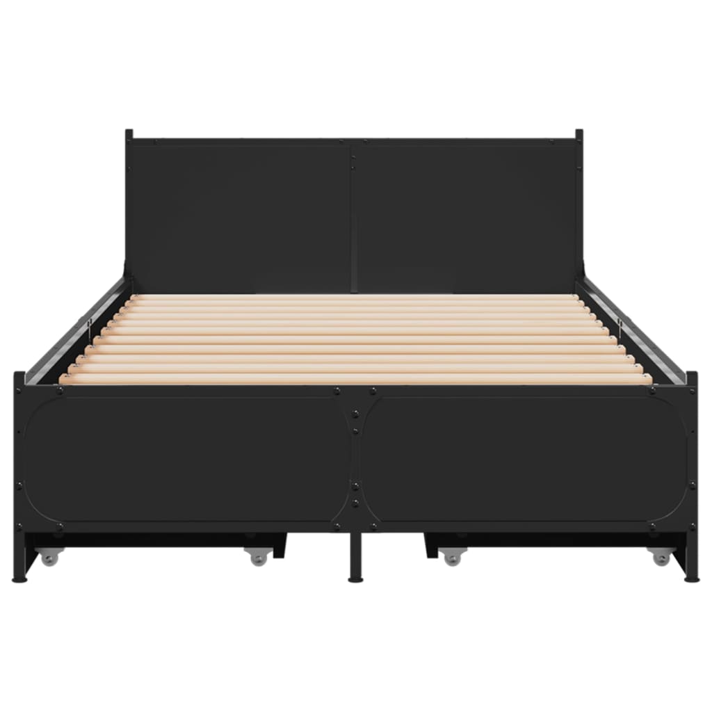 Bed Frame with Drawers without Mattress Black 90x190 cm Single