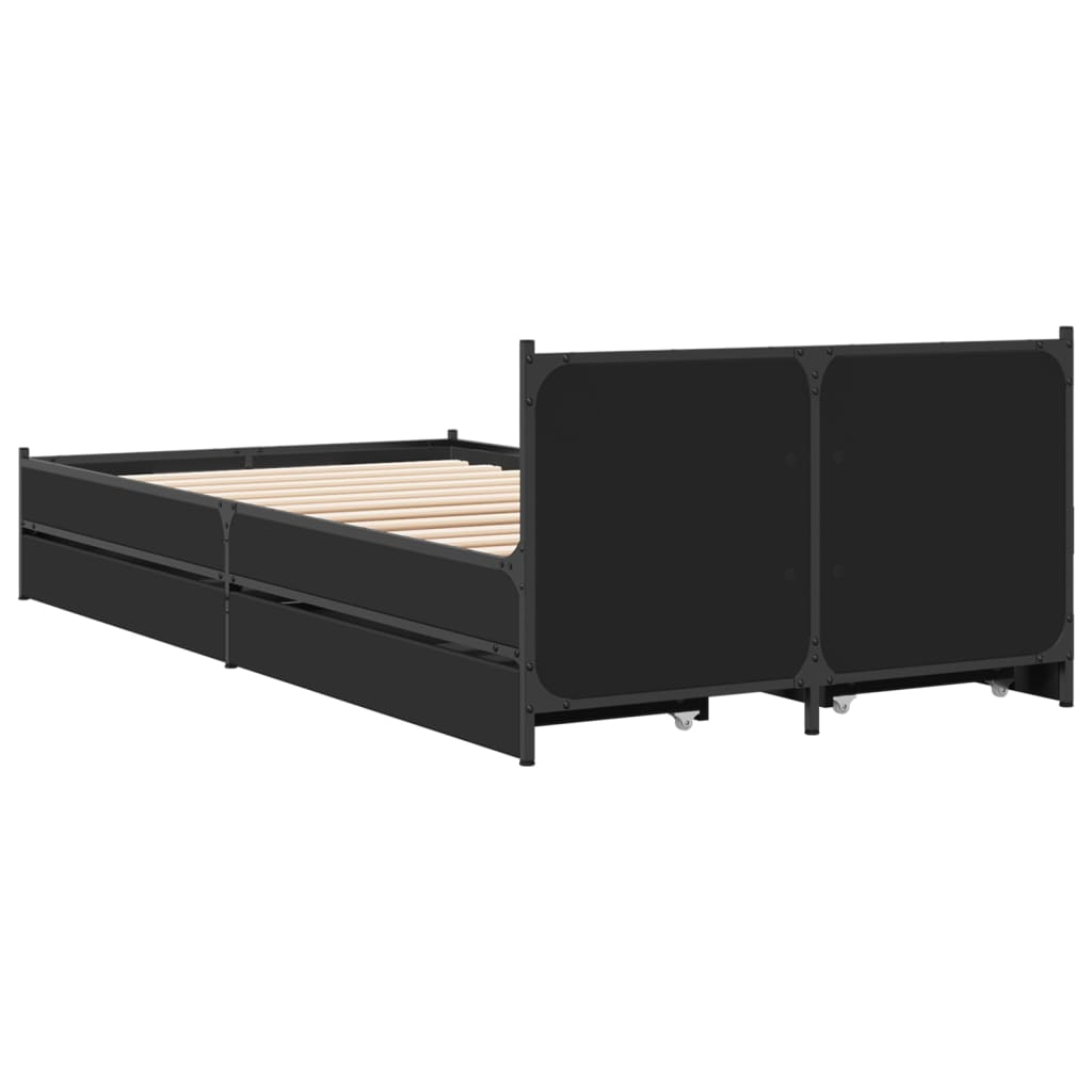 Bed Frame with Drawers without Mattress Black 90x190 cm Single