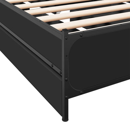 Bed Frame with Drawers without Mattress Black 90x190 cm Single