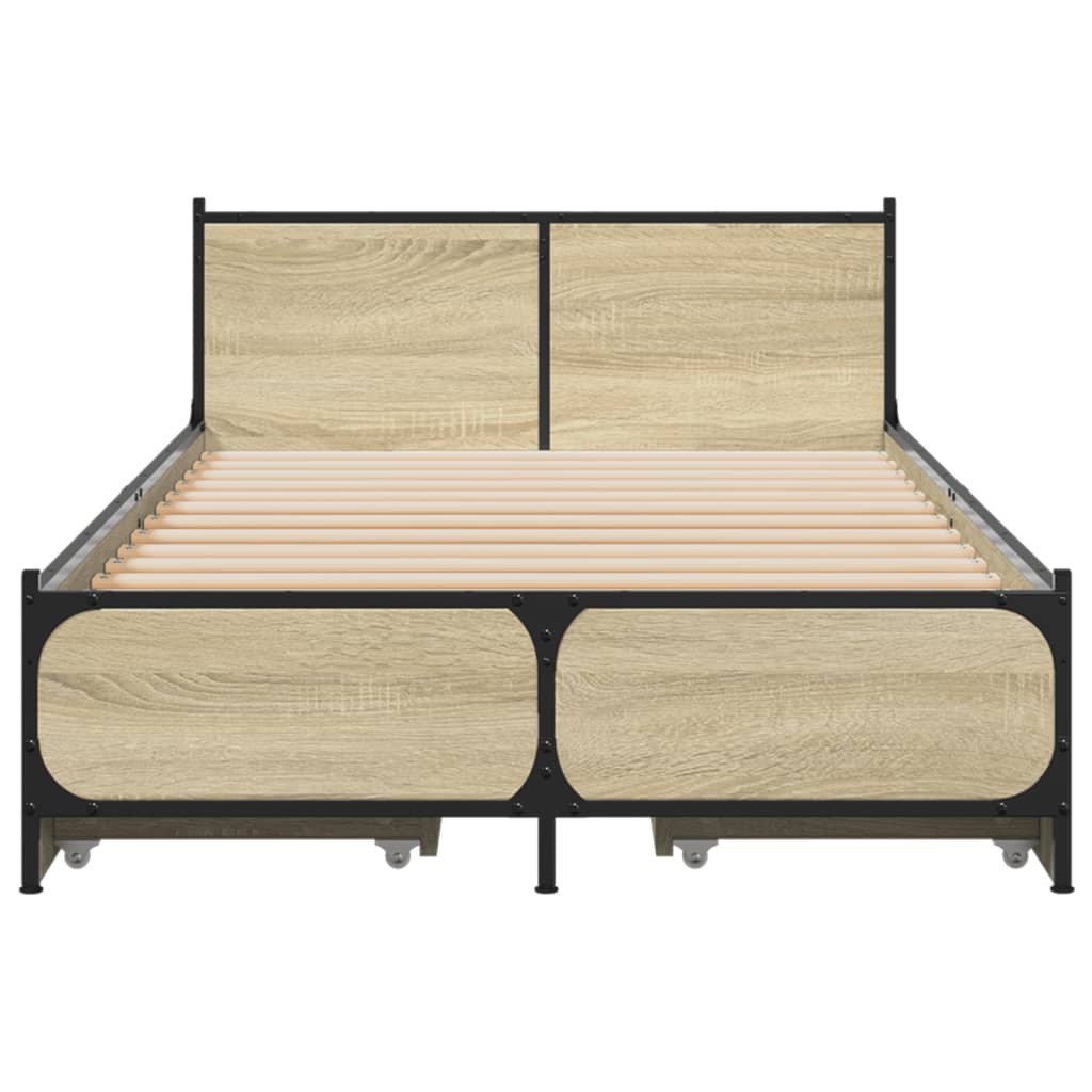 Bed Frame with Drawers without Mattress Sonoma Oak 90x190 cm Single