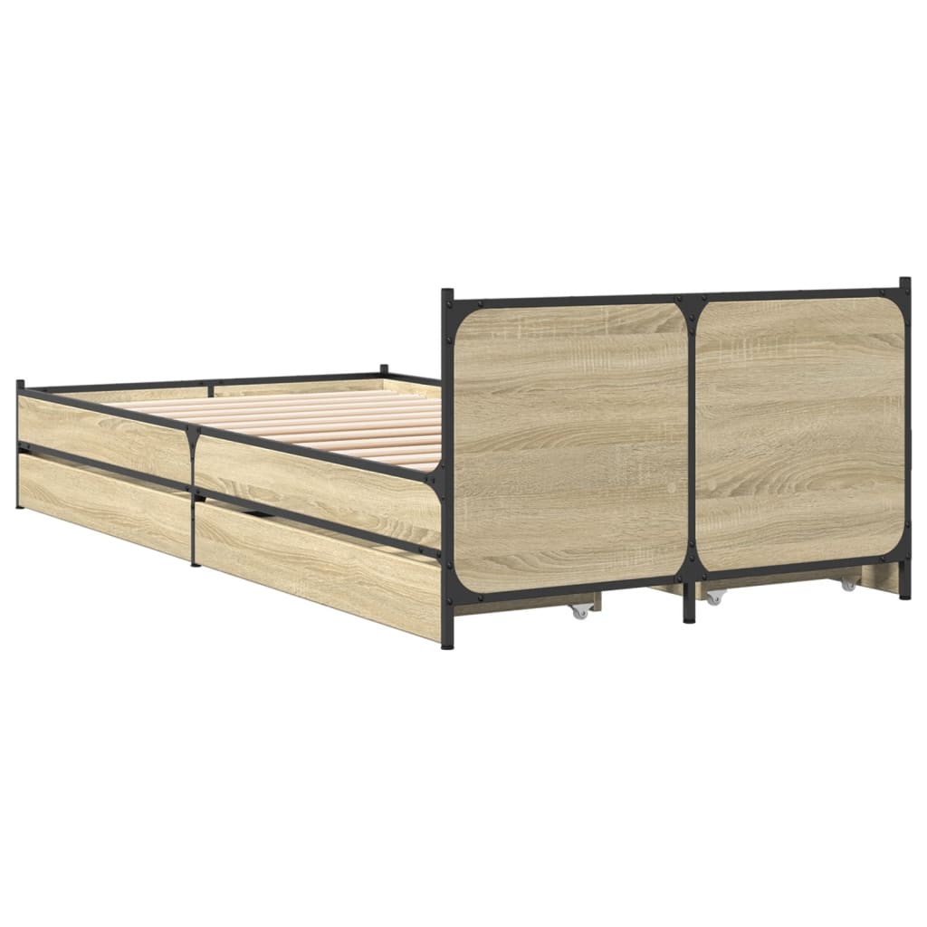 Bed Frame with Drawers without Mattress Sonoma Oak 90x190 cm Single