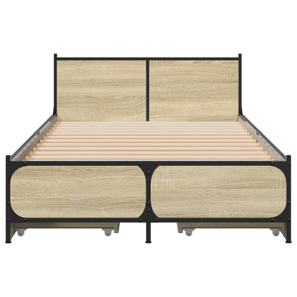 Bed Frame with Drawers without Mattress Sonoma Oak 90x200 cm