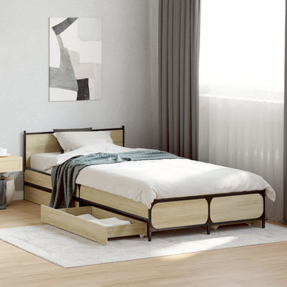 Bed Frame with Drawers without Mattress Sonoma Oak 90x200 cm