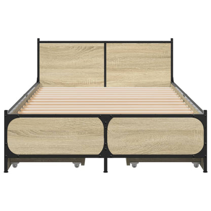 Bed Frame with Drawers without Mattress Sonoma Oak 75x190 cm Small Single