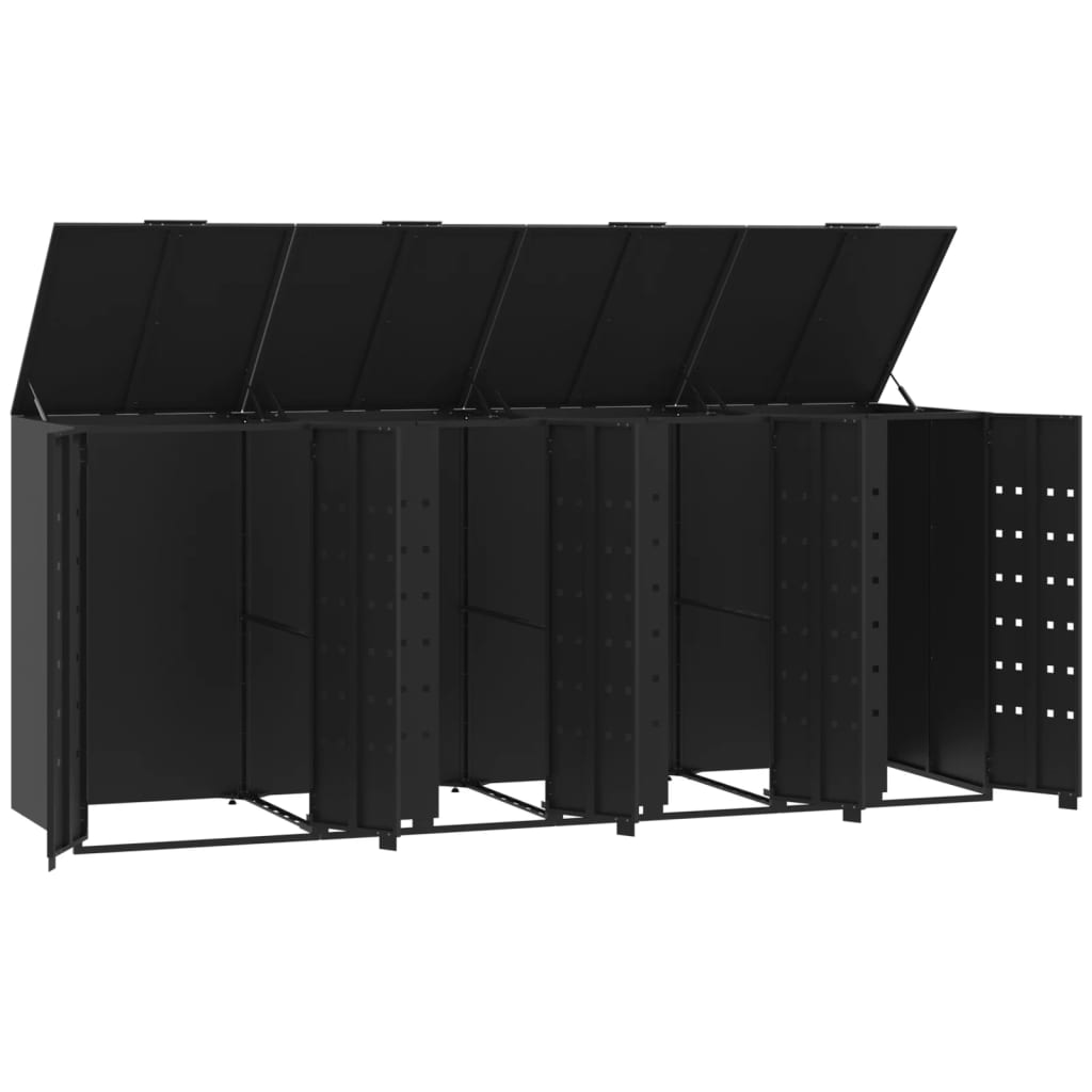 Wheelie Bin Storage for 4 Bins Black 276x79x117 cm Steel