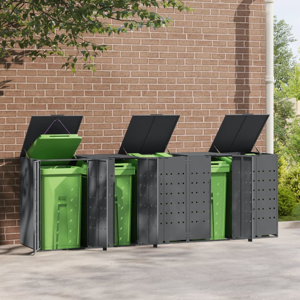 Wheelie Bin Storage for 5 Bins Anthracite 345x79x117 cm Steel