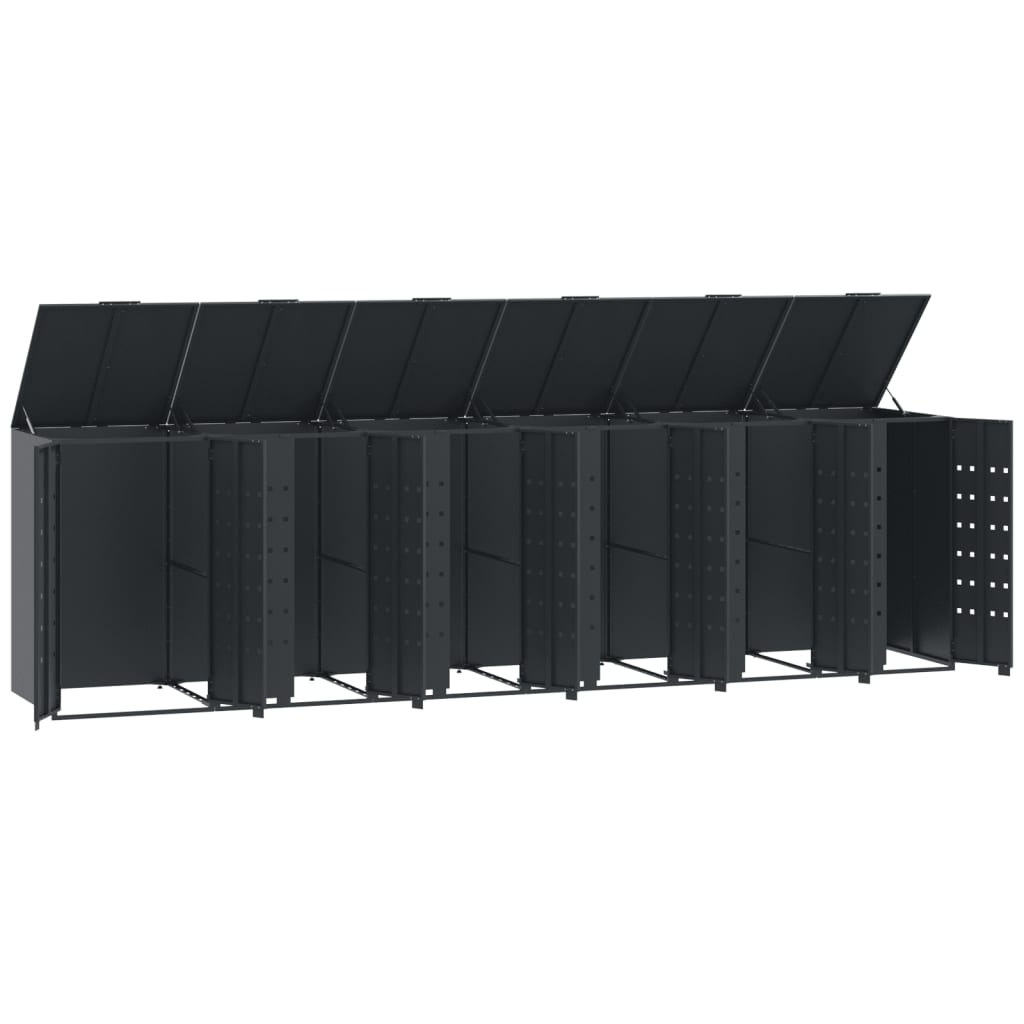 Wheelie Bin Storage for 6 Bins Anthracite 414x79x117 cm Steel