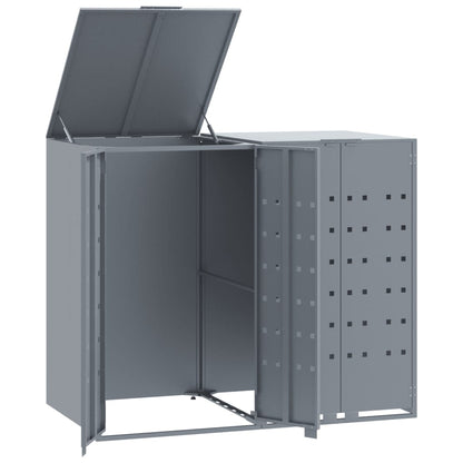 Wheelie Bin Storage for 2 Bins Grey 138x79x117 cm Steel