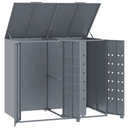 Wheelie Bin Storage for 2 Bins Grey 138x79x117 cm Steel