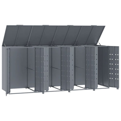 Wheelie Bin Storage for 4 Bins Grey 276x79x117 cm Steel