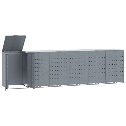 Wheelie Bin Storage for 6 Bins Grey 414x79x117 cm Steel