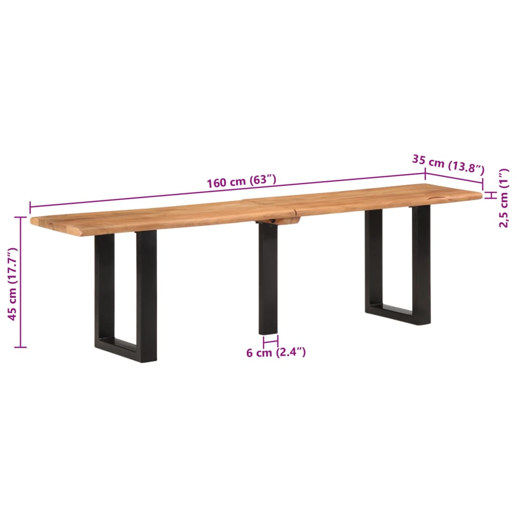 Bench 160 cm Solid Wood Acacia and Steel