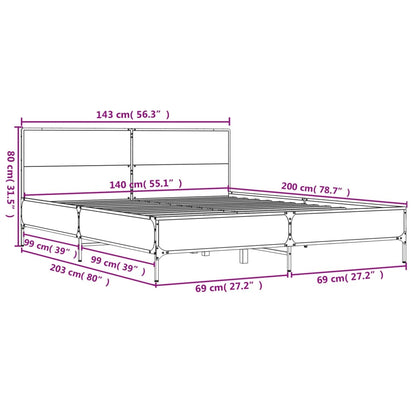 Bed Frame without Mattress Sonoma Oak 140x200 cm